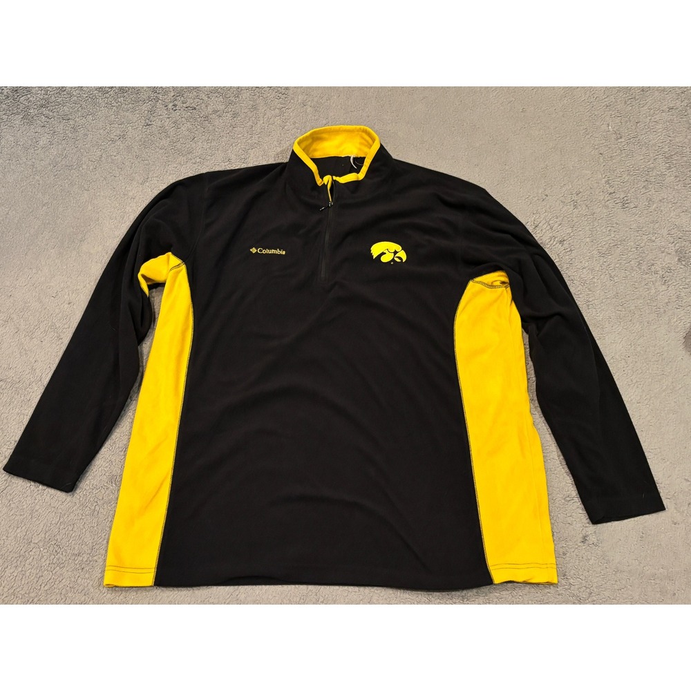 Columbia Iowa Hawkeyes Mens Quarter Zip Fleece Pullover Black Yellow 2XL